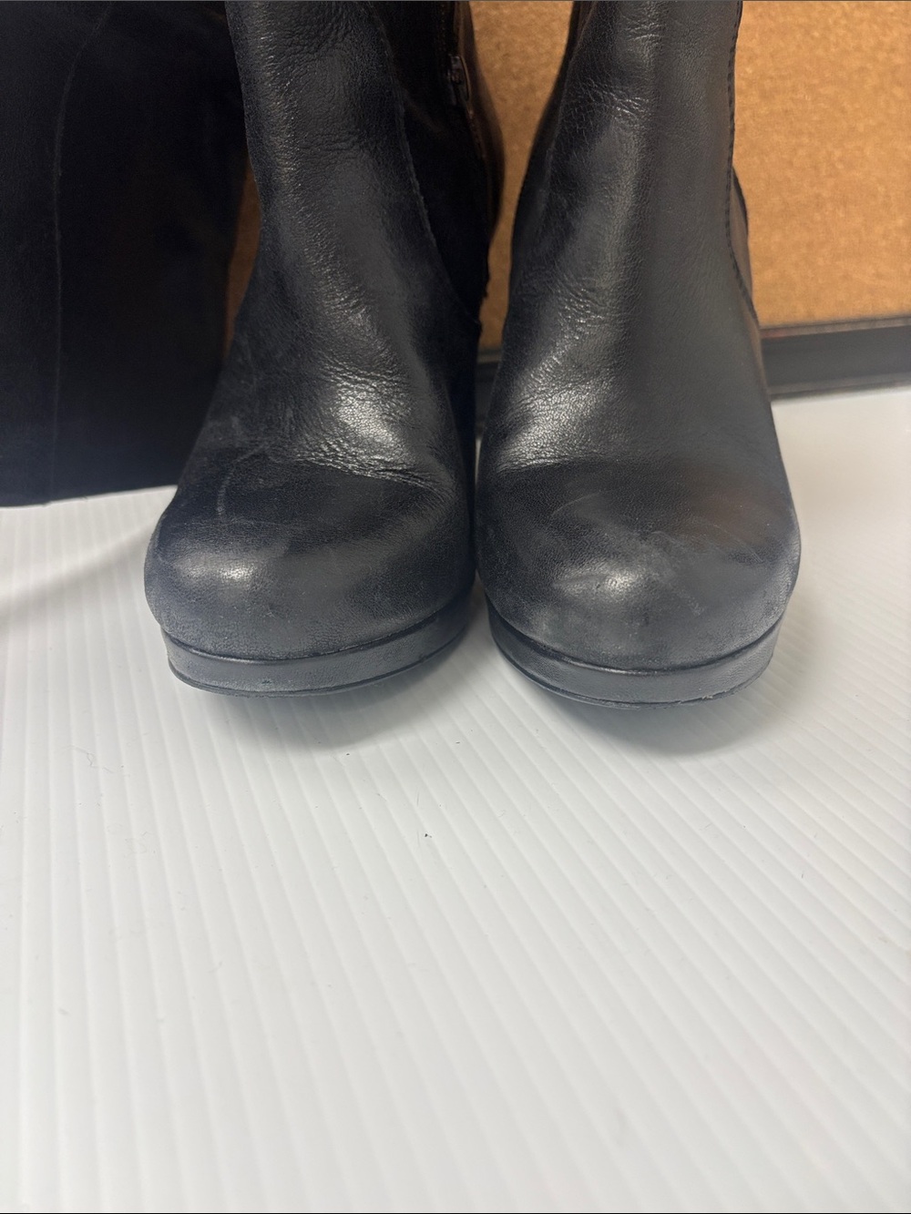 Jessica Simpson Black Leather High-Heel Knee Boots - Picture 5 of 12